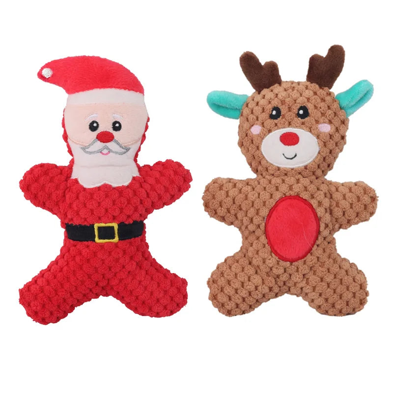 Jouet à mâcher en peluche pour chien, père noël, élan, pain d'épices, Donut, chat, chien, série de noël