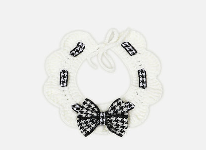 Collier Pied-de-Poule Rouge & Noir avec Nœud Papillon – Pour Chien et Chat