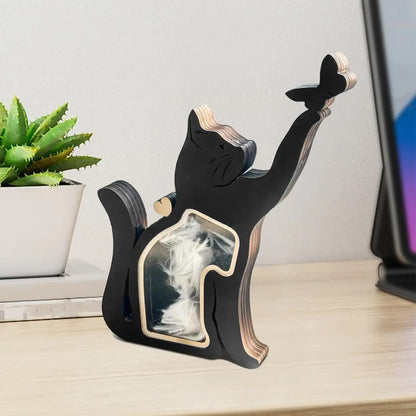 FIGURINE de Chat en Bois pour Souvenir pour Poils d’Animaux