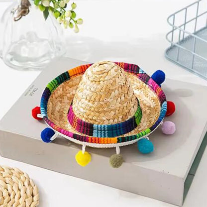Mini Chapeau Mexicain en Paille pour Animaux – Sombrero Fun pour Chat et Chien