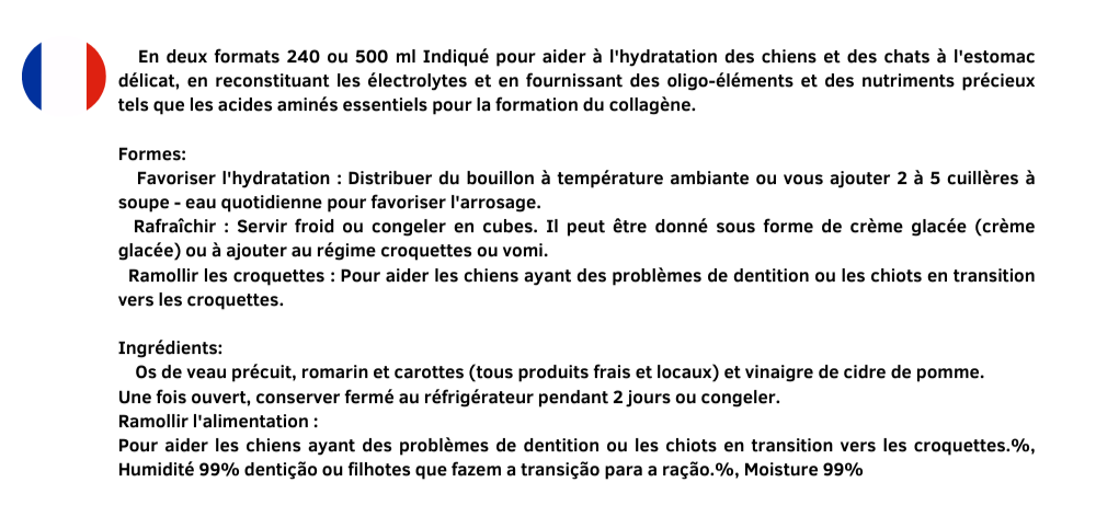 Bouillon de VEAU pour animaux de compagnie